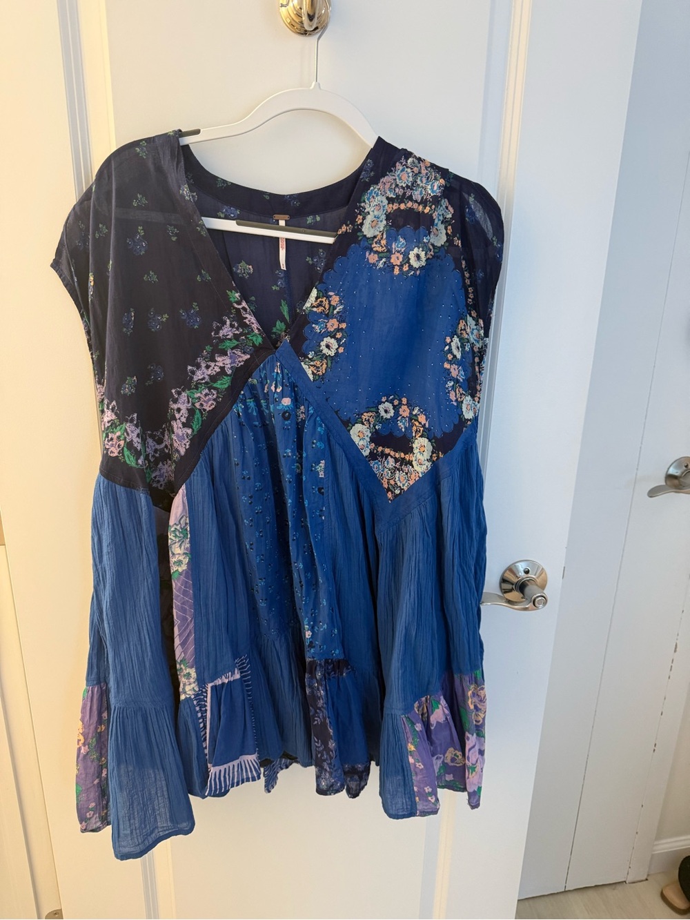 Free People Blue Floral Patchwork dress
